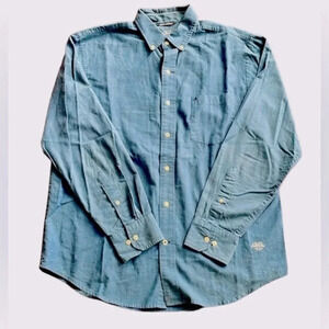 Izod Saltwater men’s button down shirt Blue Casual Preppy Size M 100% cotton